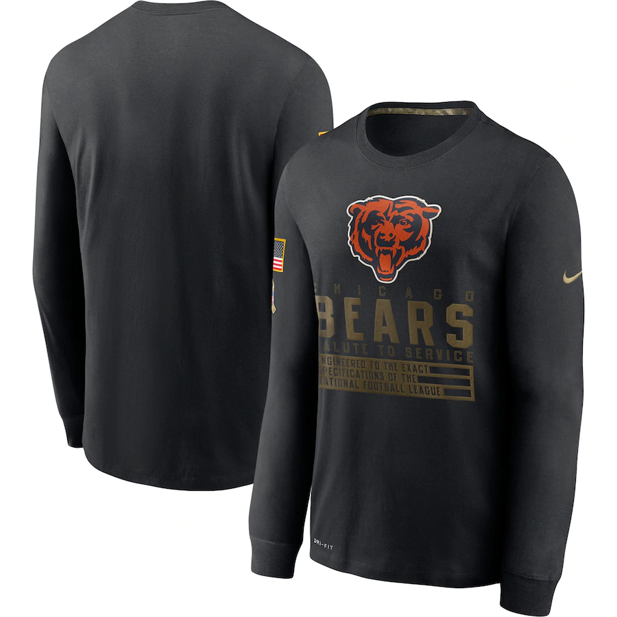 Men NFL Chicago Bears T Shirt Nike Olive Salute To Service Green->nfl t-shirts->Sports Accessory